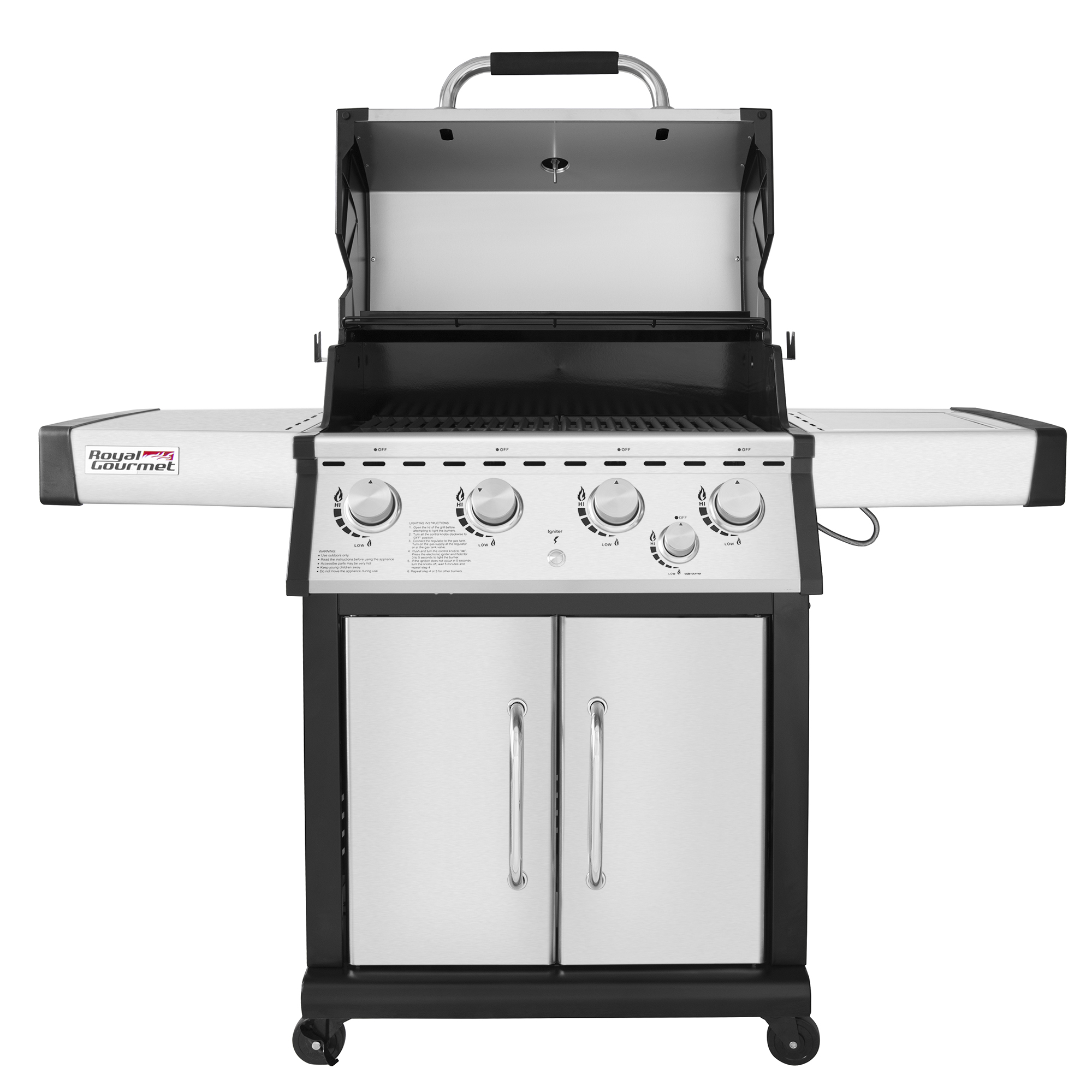 Royal Gourmet MG4001 4-Burner Propane Gas Grill with Side Burner, Stainless Steel, 60000 BTU - image 2 of 7