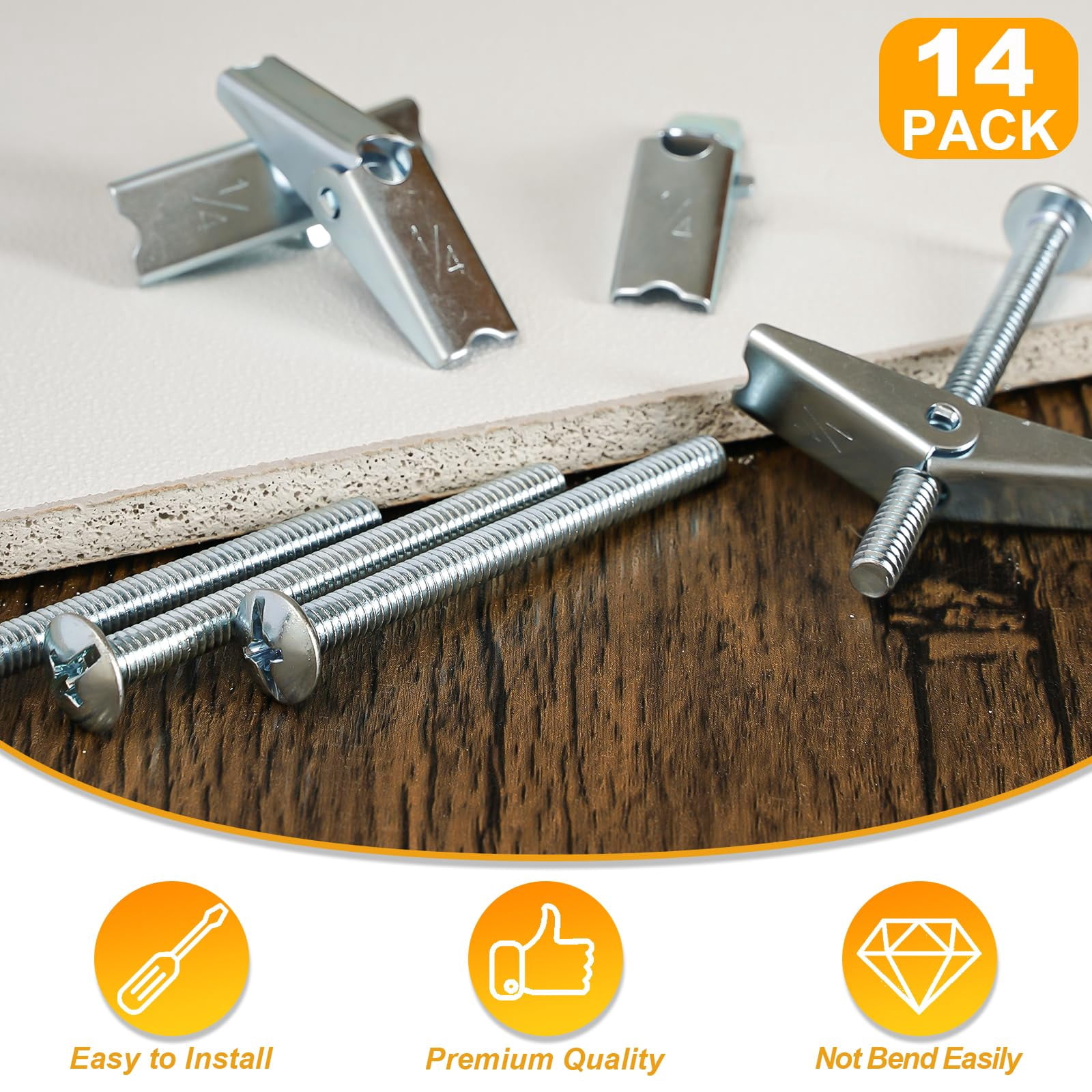 Drywall Anchors Assortment Kit With Self Drilling Wall Anchors and Heavy Duty Toggle Bolts, Metal/Plastic Dry Wall Anchors for Hanging Picture Art, 164Pcs Butterfly Anchor and Screws for Ceiling