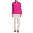 thumbnail image 2 of Muk Luks Women's Quarter Zip Faux Sherpa Long Sleeve Pajama Sleep Top, 2 of 5