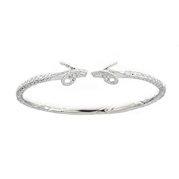 Better Jewelry Solid .925 Sterling Silver Thick West Indian Bangle with Ram Ends, 1 piece