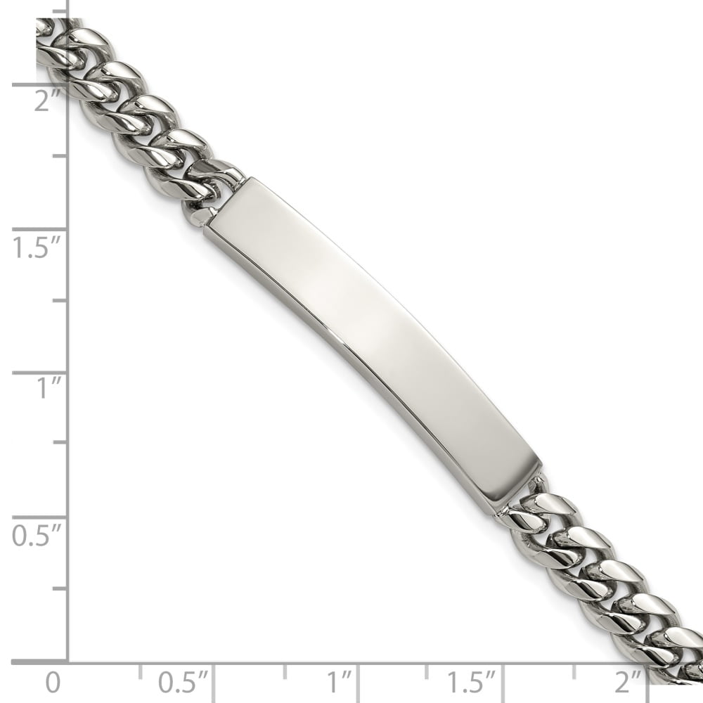 Diamond2Deal Stainless Steel Polished Curb Link ID Bracelet for Men 8"