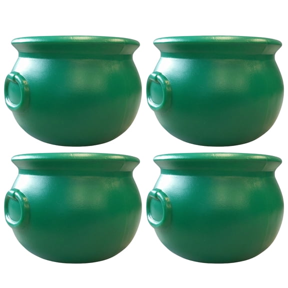 Union Products St. Patrick's Day Cauldron, 8" Treat Holder Container, Kelly Green, 4 Pack