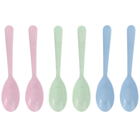 

6pcs Wheat Straw Child Spoons Anti-scald Plastic Soup Spoon Tableware for Home Restaurant (Random Color)