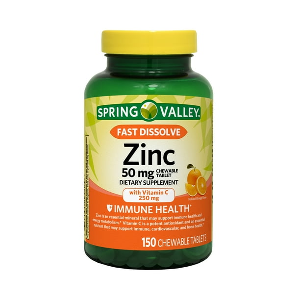 Spring Valley Fast Dissolve Zinc with Vitamin C, Chewable Tablets