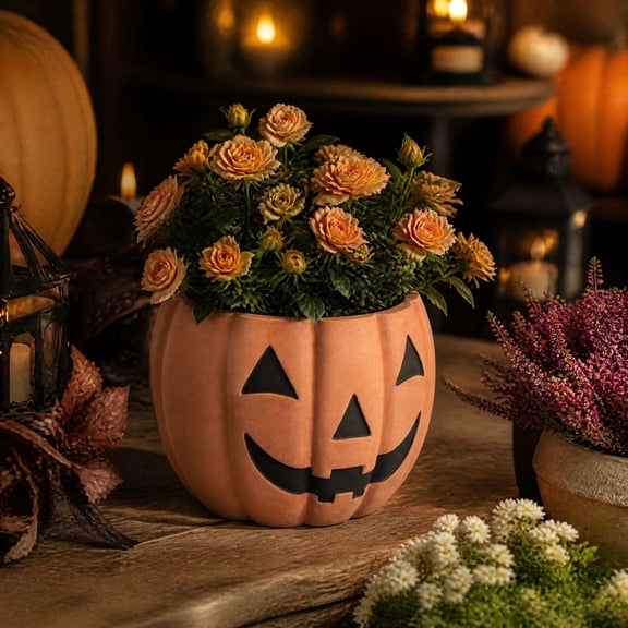 Pumpkin Shaped Indoor Outdoor Holiday Planter, Thickened Durable Flower Pot for Garden Living Room