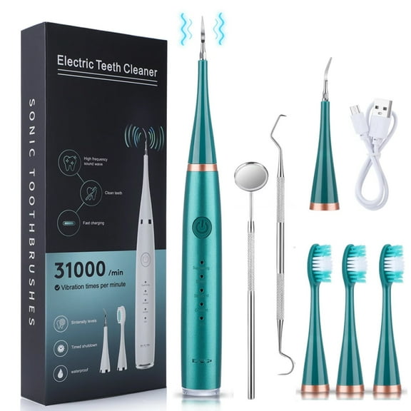 KIBVOE Ultrasonic Calculus Remover For Teeth And Electric Sonic Dental Teeth Whitening Portable Tartar Teeth Cleaner Tool (green).