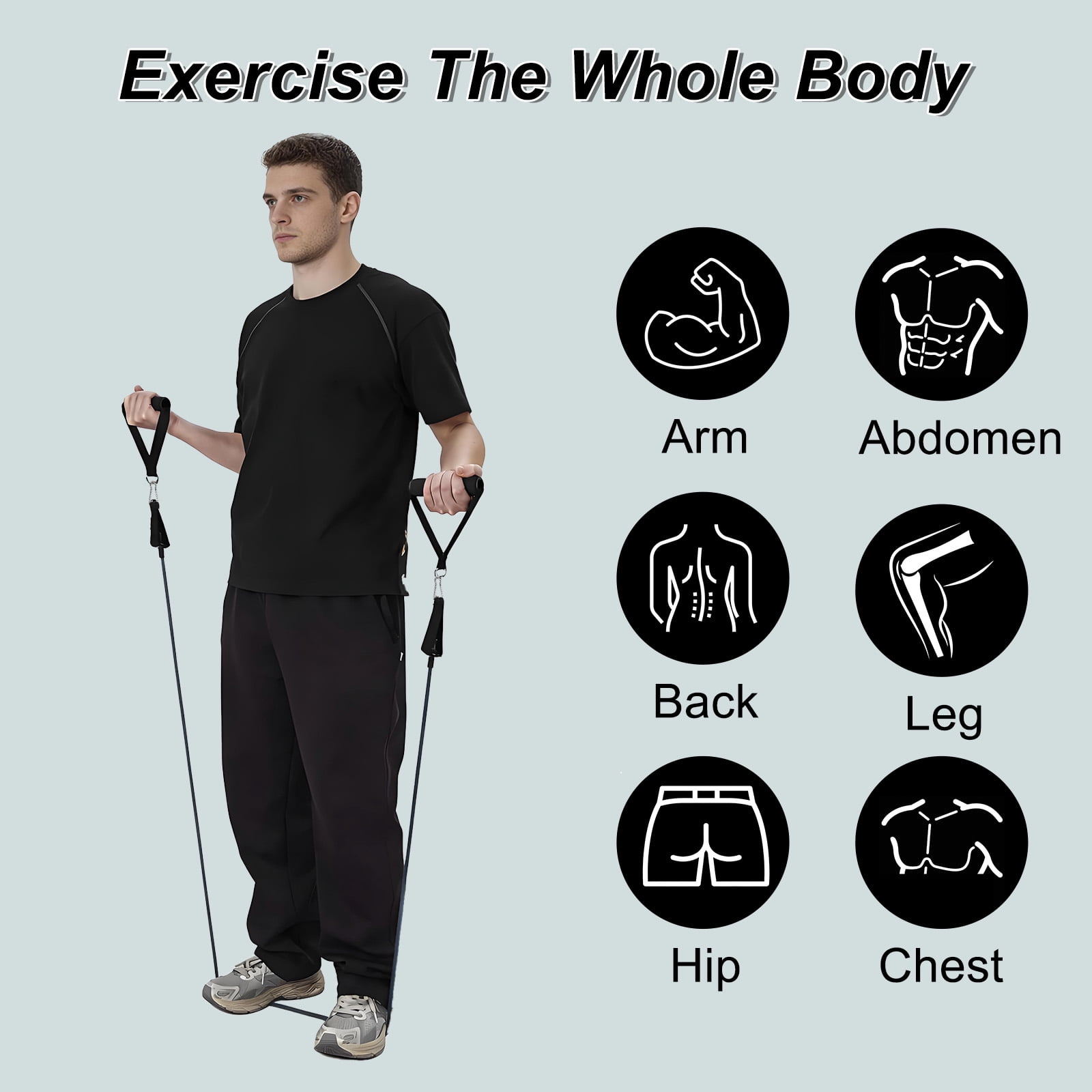 Gaderth 5 Pcs Exercise Resistance Bands with Handles Physical Resistance Tube Workout Bands, Adjustable Resistance Bands, TPE Material for Muscle Toning Strength Training