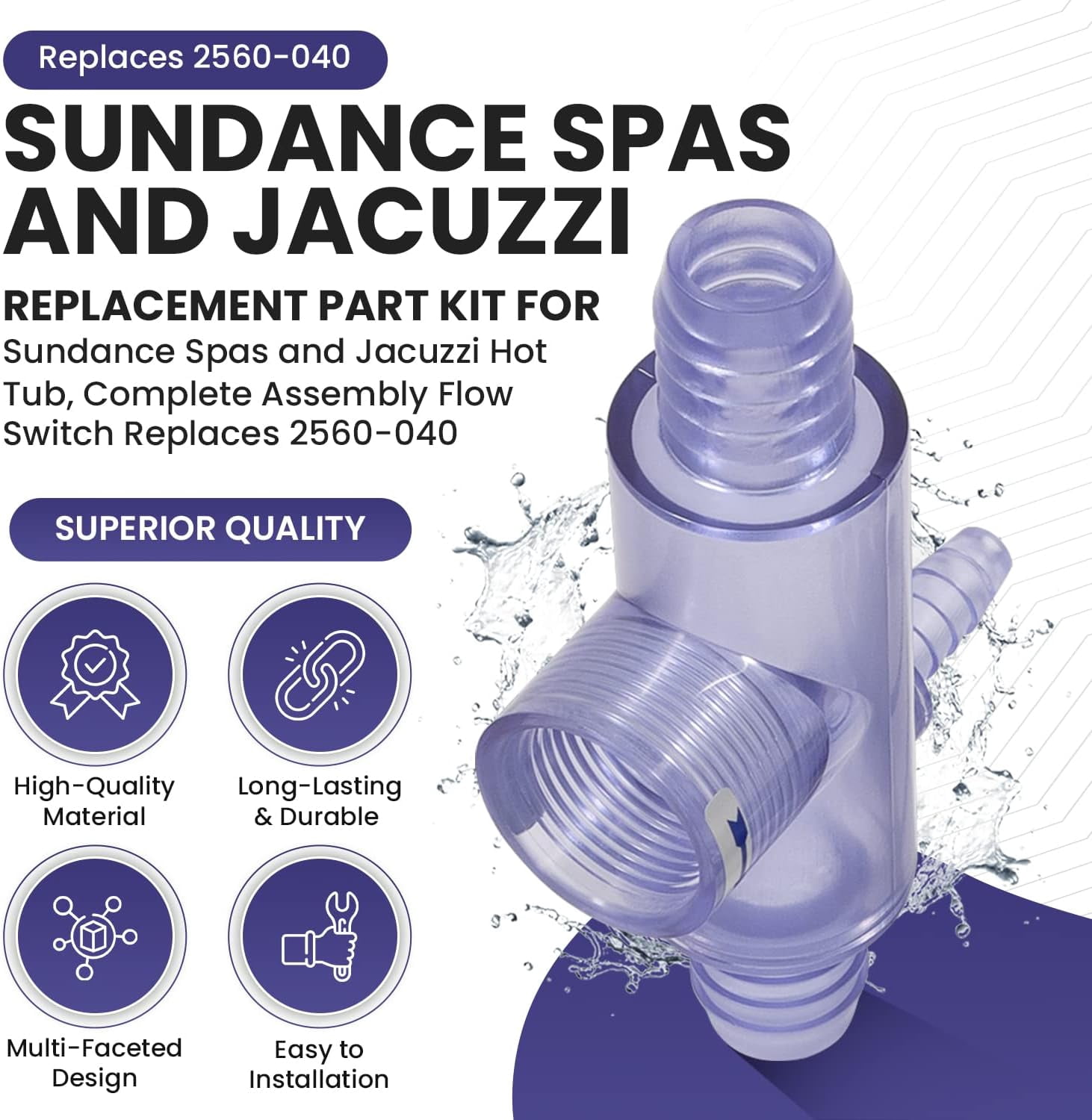 2560-040 Flow Switch Replacement Part Kit for Sundance Spas and Jacuzzi Hot Tub Flow Switch and Sweetwater Spas