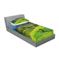 thumbnail image 2 of Ambesonne Nature Fitted Sheet & Pillow Sham Set, Panoramic Public Wiev, Twinxl, Lime Green Violet Blue, 2 of 2