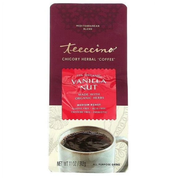 Teeccino, Chicory Herbal Coffee, Vanilla Nut, Medium Roast, Caffeine Free , 11 oz Pack of 4