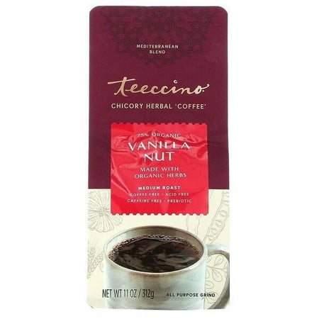 Teeccino, Chicory Herbal Coffee, Vanilla Nut, Medium Roast, Caffeine Free , 11 oz Pack of 4