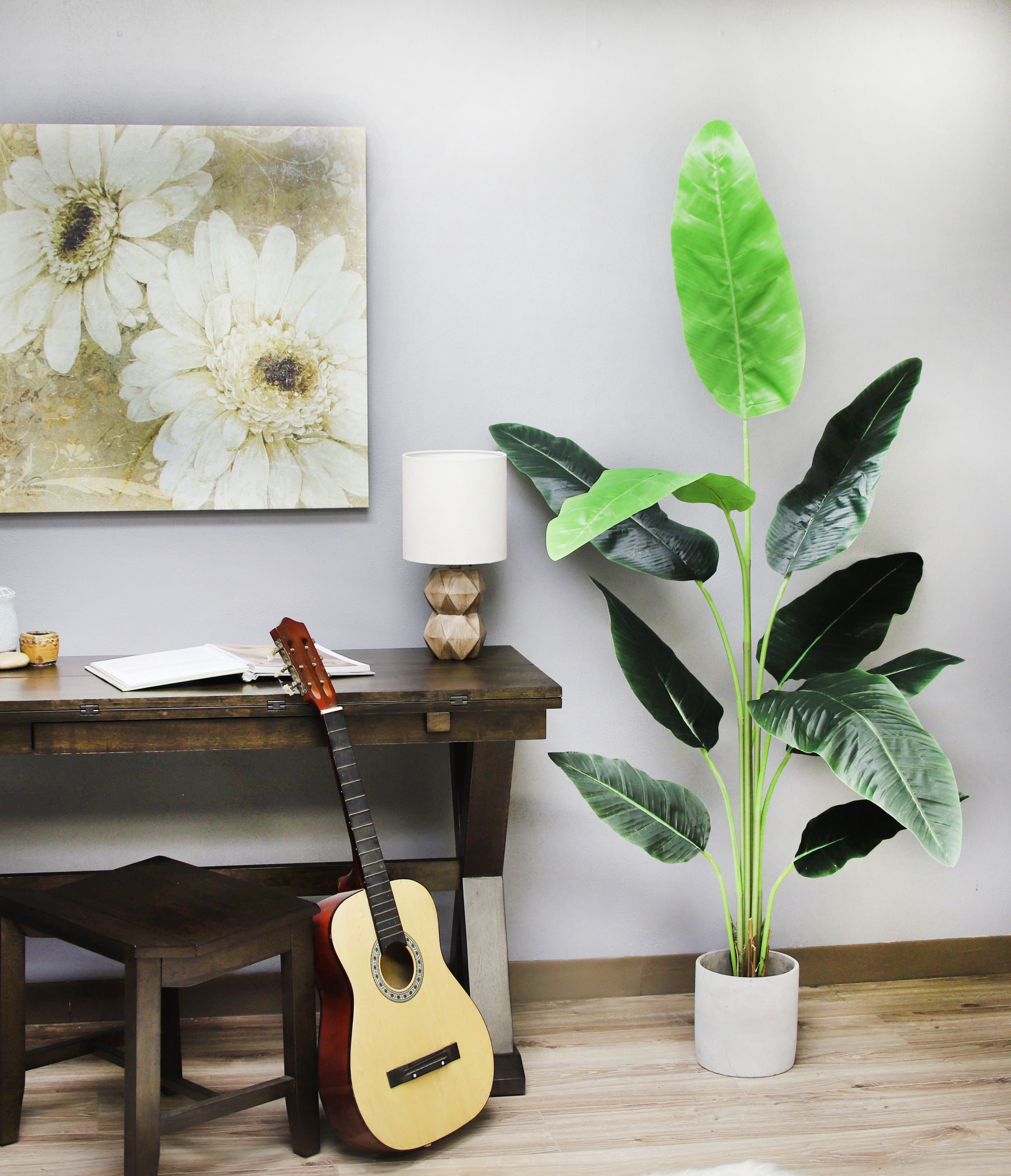 The Mod Greenhouse 72" Artificial Silk Green Bird of Paradise Plant in a Matte Black Grower's Pot