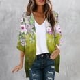 thumbnail image 2 of SELONE Cute Cardigans for Women 3/4 Sleeve Plus Size Regular Open Front Cardigans Without Hoodie Flowers Lightweight Beach Vacation Wear Green 5XL, 2 of 5