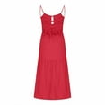 thumbnail image 6 of Women's Short Dresses Red Under $10 Summer Solid Color Fashion Casual Sexy Fold Tie Camis Sleeveless Round Neck Dress, 6 of 7