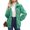 Green, variant on Women Embossed Grid Zip Up Jacket Stand Collar Loose Plush Teddy Coats