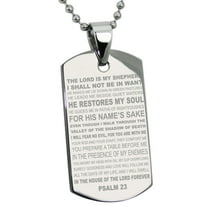 Tioneer Stainless Steel Psalms 23 Bible Verse Engraved Dog Tag Pendant
