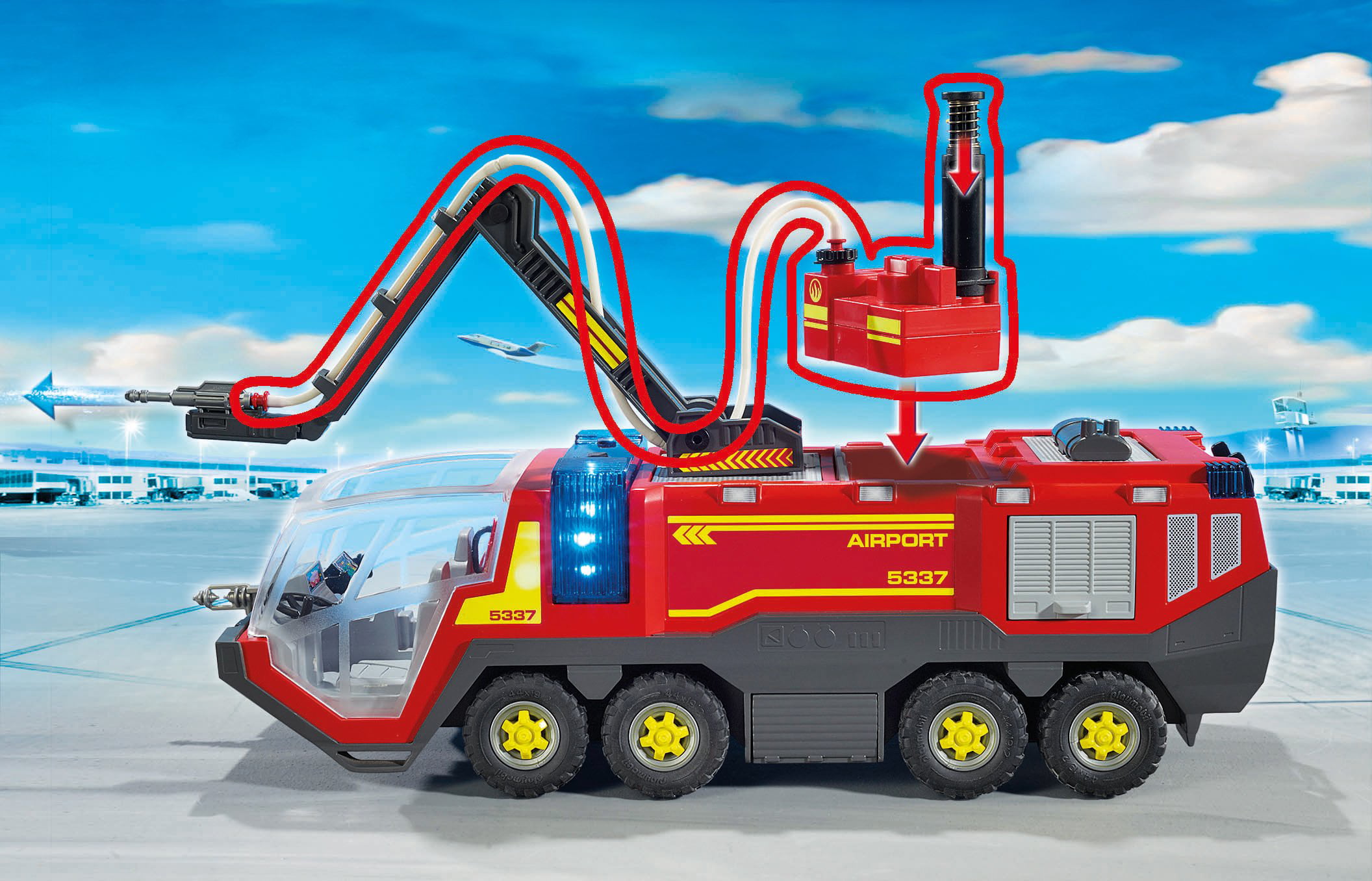 PLAYMOBIL Airport Fire Engine with Lights and Sound Vehicle 