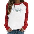 thumbnail image 1 of Meichang T-Shirt à Manches Longues pour Femmes, Imprimé Cœur Mignon, Col Rond, Coupe Ample, 1 of 3