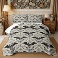 thumbnail image 2 of Manfei Gothic Skull Bats Quilt Full 3-Piece,Boho Damask Full Bedspread Sets,1 Coverlet and 2 Pillowcases, 2 of 7