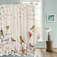 thumbnail image 3 of Fabric Shower Curtain, Watercolor Red Green Birds in Branches Bathroom Curtain with 12 Hooks Waterproof No Bad Odor Machine Washable Bath Curtains for Bathroom, Spa Room, 36"x72", 3 of 6