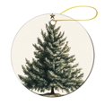 thumbnail image 1 of Christmas Ornament Watercolor Green Christmas Tree 3" Circle Ceramic Ornament Xmas Rustic Style Winter Christmas Tree Decorations for Family Friend for Home Tree Xmas Party, 1 of 1