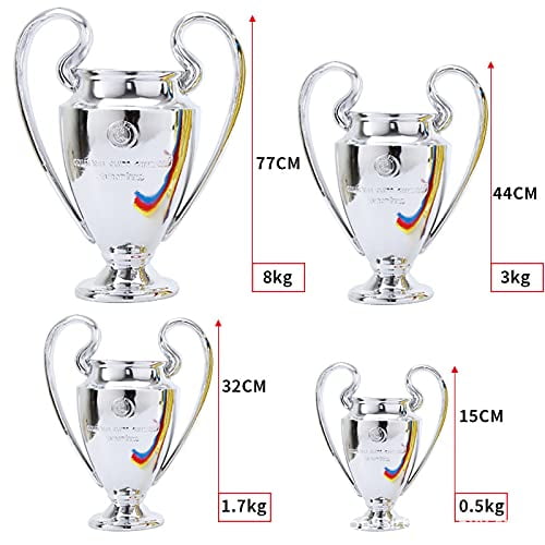 Trophy Champion Artwork Sport League Cup Replica Resins Football Fans Souvenir Collectibles Office Decorations Trophy Silver/Blue Ribbon,15cm