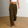 thumbnail image 5 of Wide Leg Trousers Women Lightweight Ruched Elastic Waist Comfy Pants with Pockets Summer Loose Pants for Women, 5 of 8