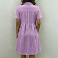 thumbnail image 4 of Womens Gingham Shirt Dress Collared Short Sleeve Relaxed Fit Casual Summer Dresses Comfy Everyday Midi Shirt Dresses Purple 2XL, 4 of 5