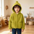 thumbnail image 2 of WXFAZCVU Boys Full Zip Cardigan Sweater with Hood and Pockets, Kids Fall Fashion Clothing Goingout Size 10-11 Years, 2 of 4