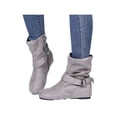thumbnail image 3 of SIMANLAN Women Boots Mid Calf Buckle Strap Side Zip Autumn Winter Boots Womens Casual Shoes Gray 7, 3 of 7