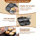thumbnail image 3 of Sartén Antiadherente de 4 Agujeros, Sarten Aluminio 9cm 4 Huevos Hoyos de Preparacion, Sartén de Cuatro Dividida Orificios Multifuncional para Huevos Fritos Estufa de Gas Pancake Hamburguesas Desayuno, 3 of 4