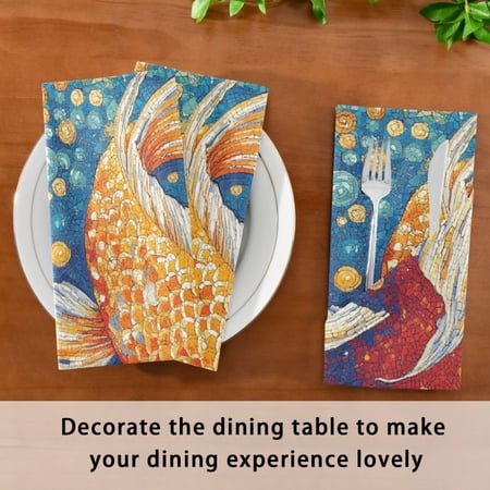 Satin Native Fab Cotton Dinner Napkin Radiant Koi Reusable