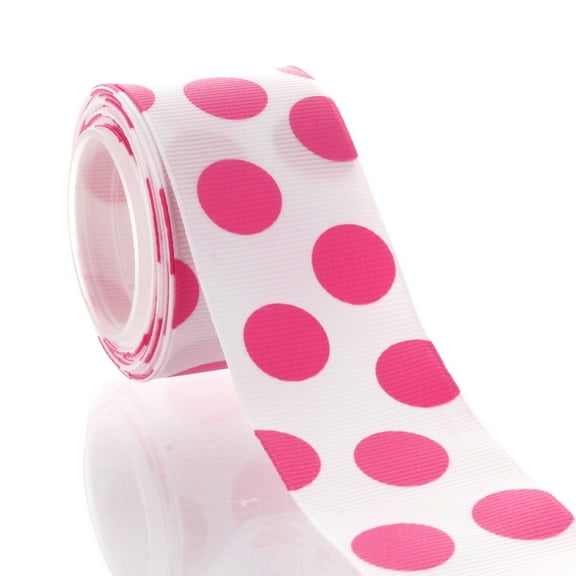 1.5" Large Hot Pink Dot Grosgrain Ribbon 5 Yard
