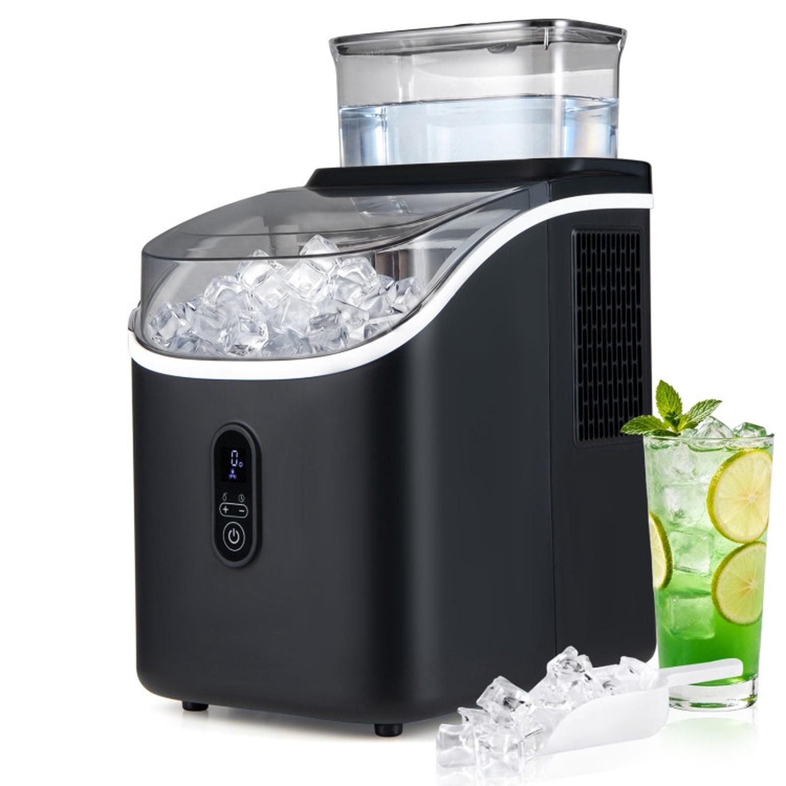 RUIE Countertop Ice Maker Machine 34 lbs/Day, Portable Ice Cube Maker with External Water Tank Self-Cleaning and 13 Thickness Levels, Black