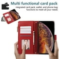thumbnail image 5 of PU Leather Wallet Phone Case for iPhone XR Flip Case with Card Holder, RFID Blocking Wallet, Zipper, Wristband & Kickstand, Shockproof Rugged Crossbody Phone Case Cover,Red, 5 of 9