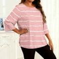 thumbnail image 4 of purcolt Women's Striped Oversized T Shirts 3/4 Sleeve Plus Size Tops Summer Casual Crew Neck Loose Fit Tunic Tops, 4 of 7
