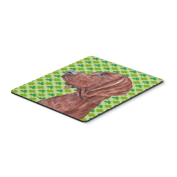 "Redbone Coonhound Lucky Shamrock St. Patricks Day Mouse Pad Hot Pad or Trivet"