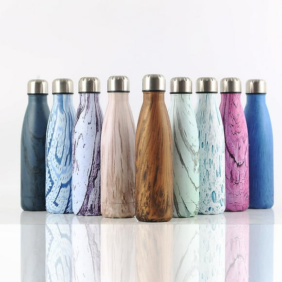 JUSCH Insulation cup sports kettle stainless steel creative wood grain cola bottle camphor wood(WZ1784)