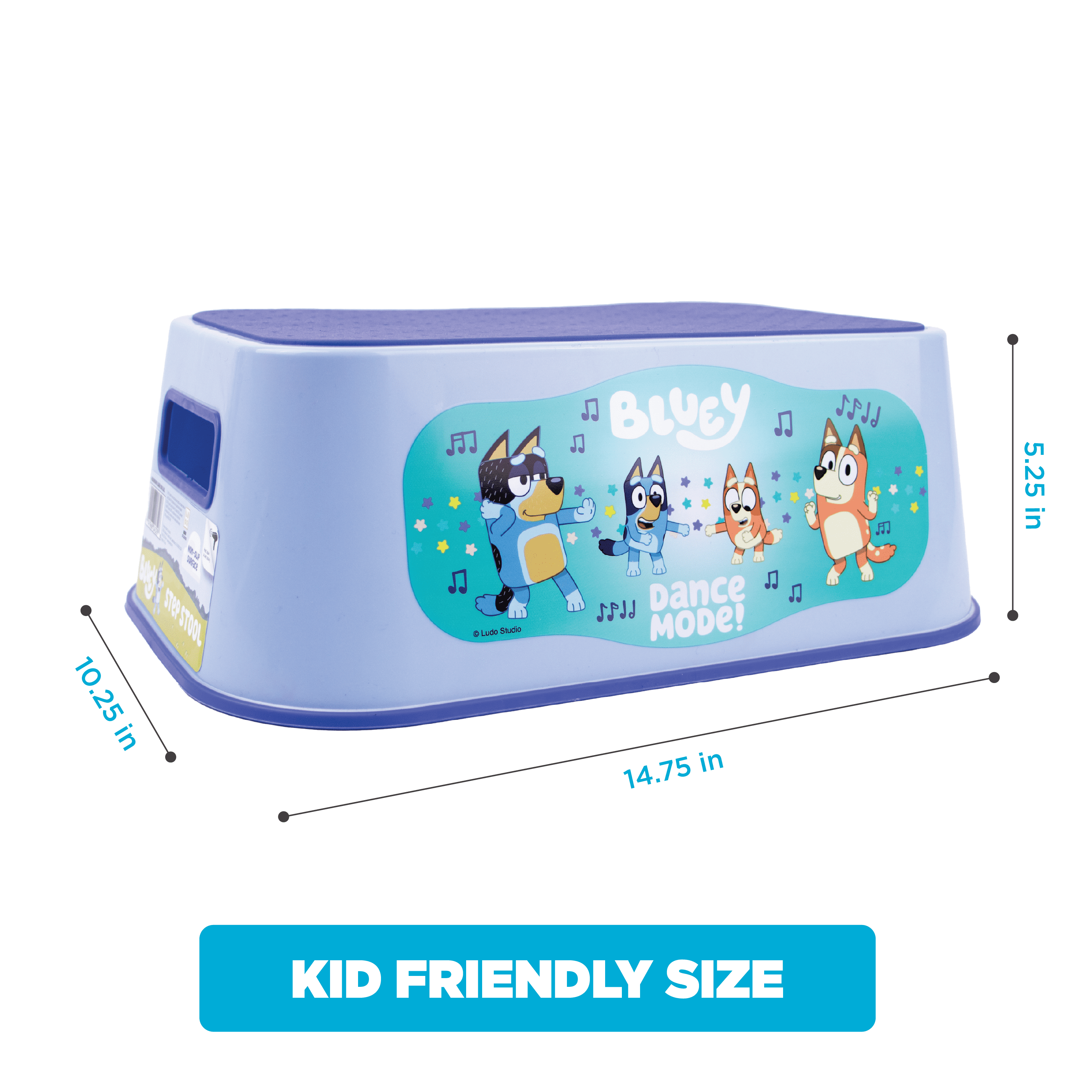 Bluey Dance Mode Step Stool with Durable Plastic and Non-Slip Feet