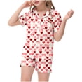 thumbnail image 3 of Auroural Girls Pajamas Size 12 Girls Button Front Pajama Top & Shorts Set, Heart Shaped Print， 2-Piece, Sizes 2-14 & Plus, 3 of 5