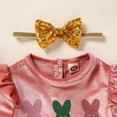 thumbnail image 4 of Zukuco 2Pcs Baby Girls My First Birthday Outfit Velvet Long Sleeve One Year Old Romper Bodysuit Headband Clothes, 9-12 Months, 4 of 9