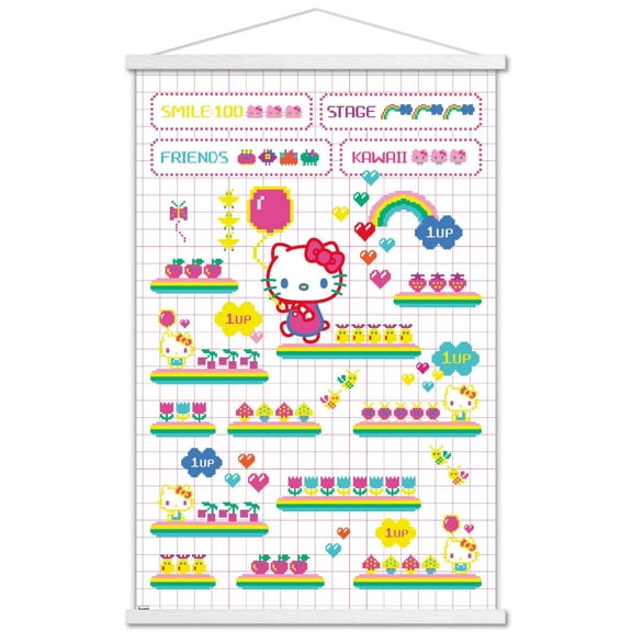 Hello Kitty - Arcade Wall Poster with Magnetic Frame, 22.375" x 34"