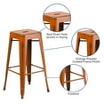 thumbnail image 3 of Emma + Oliver Commercial Grade 30"H Backless Distressed Orange Metal Indoor-Outdoor Barstool, 3 of 7