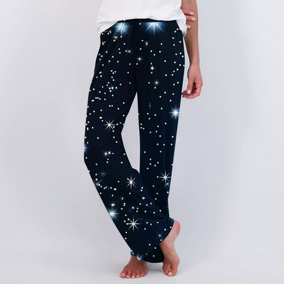 SOOMLON Pajama Pants for Women Cozy Cute Graphic Pajama Bottoms Adult Petite Warm Winter Lounge Sleepwear Pjs Pants Stretchy Cozy Straight Leg Pants Nightwear Colorful XL