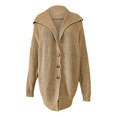 thumbnail image 4 of UYISJ Womens Chunky Cable Knit Long Cardigan Warm Open Front Sweaters Hooded Knitted Sweater Button Down Outerwear Coats Khaki L, 4 of 5