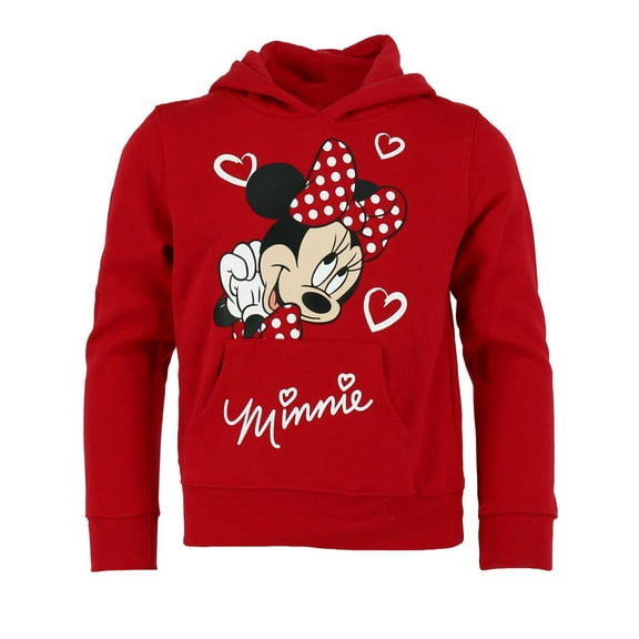Jerry Leigh Disney Girl's Minnie Mouse Hearts Hoodie Sweatshirt