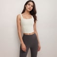 thumbnail image 3 of Women's Square Neck Active Crop Tank Top with Contour Seams Wide Straps and Sculpting Stretch Performance Fabric - Off White, Small, 3 of 5