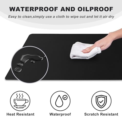 Large Mouse Pad, Desk Mat Office Desk Pad Gaming Mouse Pad with Stitched Edges, 31.5" x 15.7" Mousepad with Non-Slip Waterproof Rubber Base for PC Laptop Desk Home Office Accessories, Black