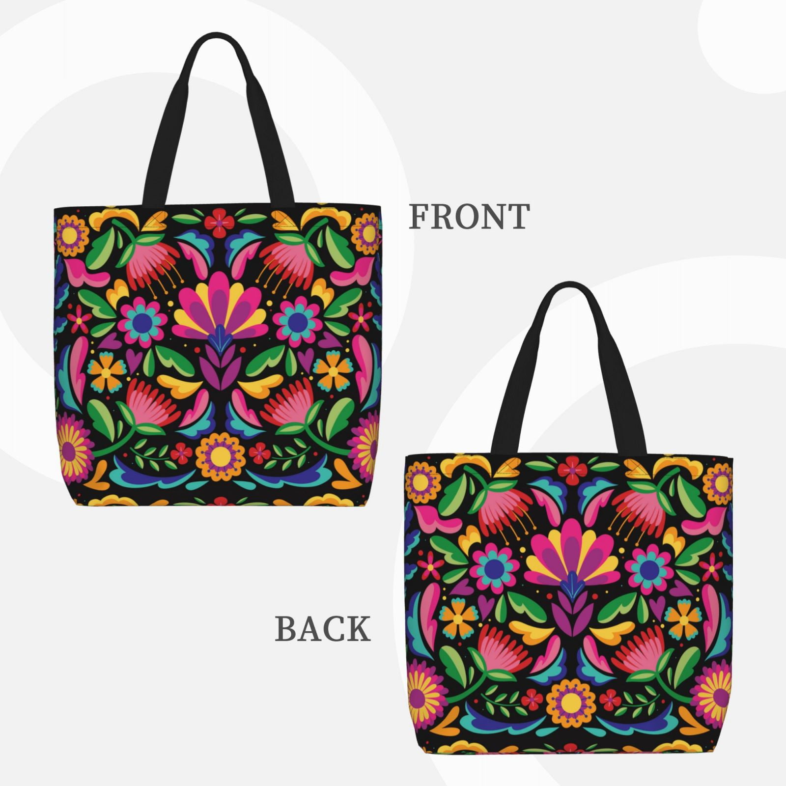Ocsxa Colorful Floral Embroidery Mexican Tote Bag For Women Tote Bag With Zipper Large Capacity Casual Shoulder Handbags With Inner Pockets Walmart