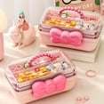 thumbnail image 2 of Bearachild Caja de almacenamiento de pinzas para el pelo de ABS para niñas, accesorios a prueba de polvo, mango portátil para viaje, pajarita Almacenamiento y organización del hogar rosa, 2 of 6